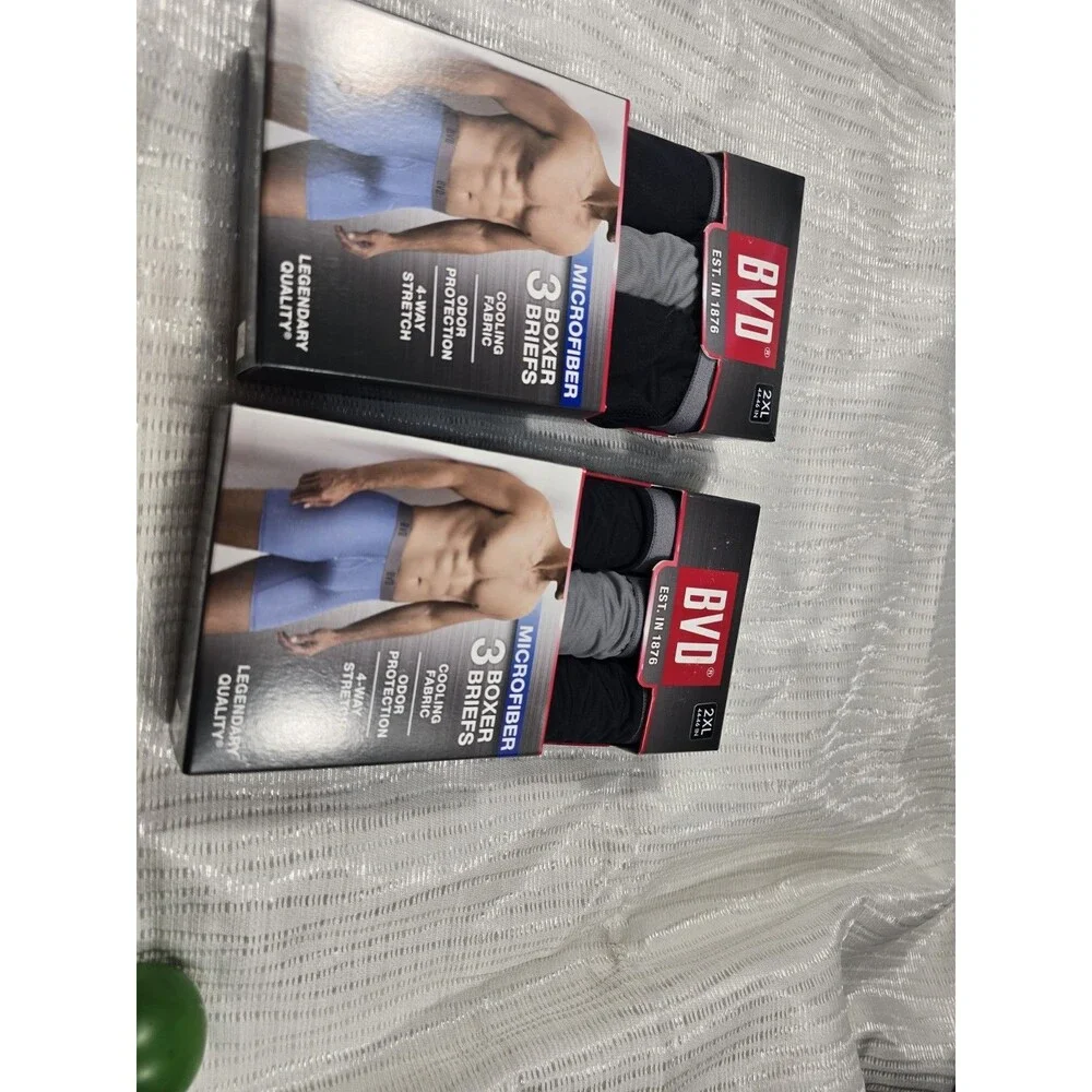 BVD® Men's Microfiber Boxer Briefs, Assorted 3 Pack 2XL